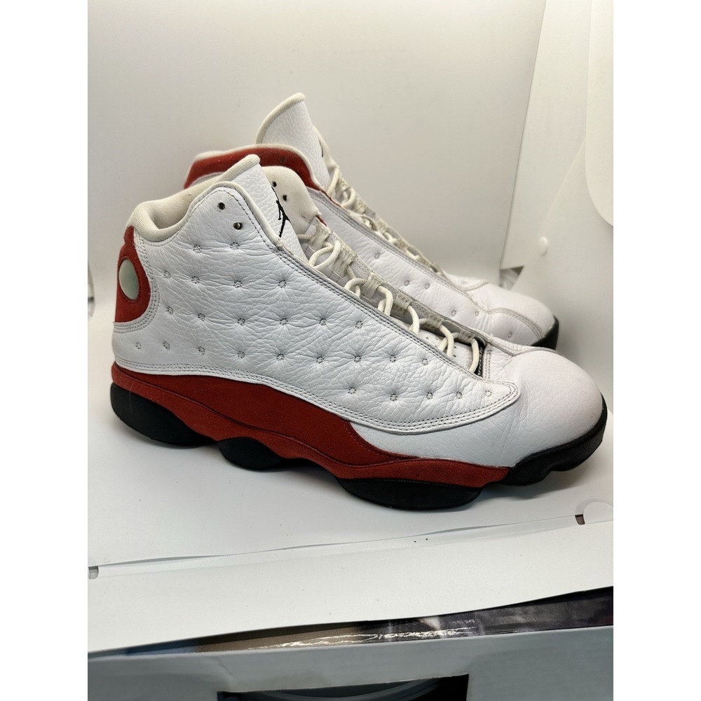 White and Red High-Top Basketball Sneakers